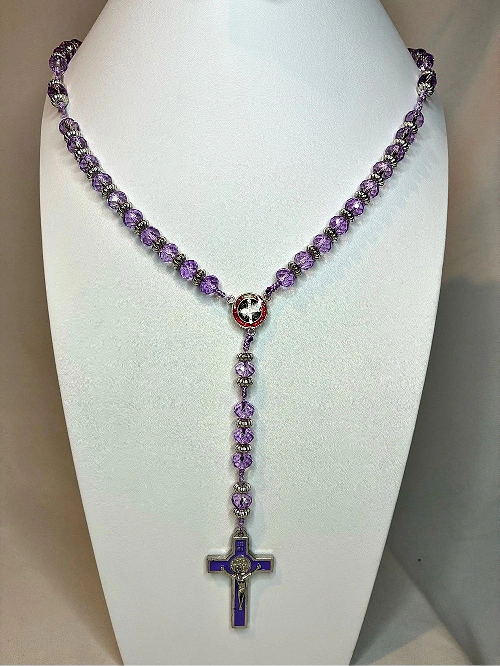 Purple Crystal Rosary Necklace